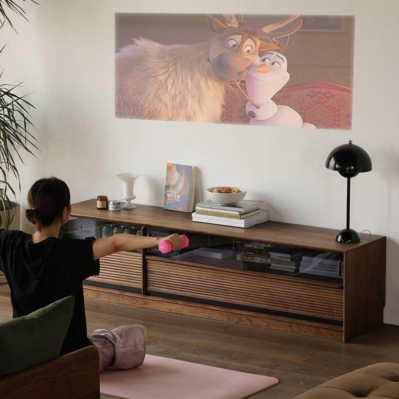 美黑璃胡桃木全实木电视柜古368樱桃木地柜小户型简约复玻储北物