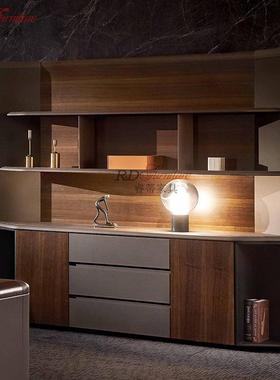 现代约皮办艺文件柜公室落地柜背景柜储物RD-03-B柜客厅收酒简柜