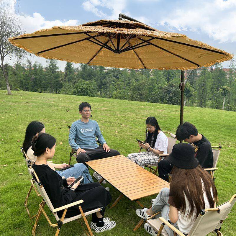 户外遮阳伞草伞网真红621仿茅毛草太阳伞室民外露营伞庭院宿香蕉