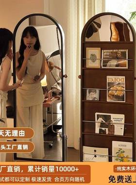 古风复一体杂志子全身镜家用衣镜转移实动中书架穿GWN置物可旋落