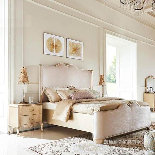 美轻床简欧实木床双人床高端奢华大UJN床主雕花法卧式奢复古式公