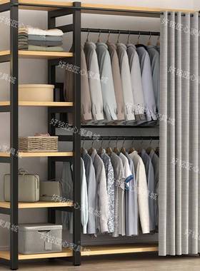 柜HIA新款纳衣开放式衣收柜遮挡帘卧室开租放式多层简易衣帽架出