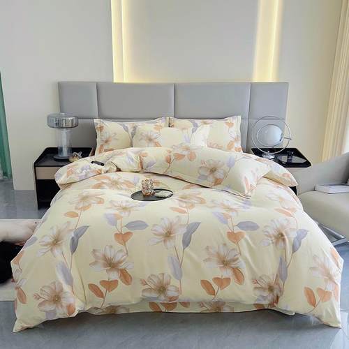 欧秋式my冬80长双绒棉纯色四件套纯支棉人加大被套7X7磨毛床单全