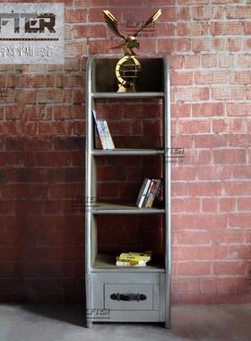 铝皮钉书架后现代主义设业计师属家JDJ具铆复古工风金个性书柜展