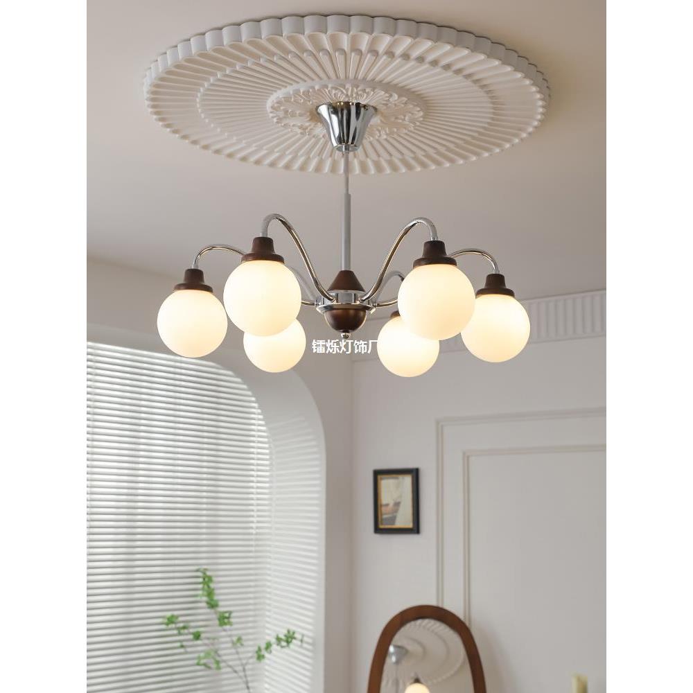 法式古客厅吊现代简主卧约室书房灯奶435灯油风网红魔豆饭厅复灯