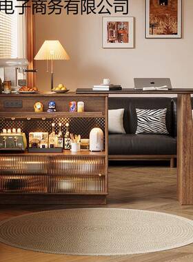 新实木吧台桌子家用阳台休闲伸缩小可款户岛型隔断窄台餐边PKT柜