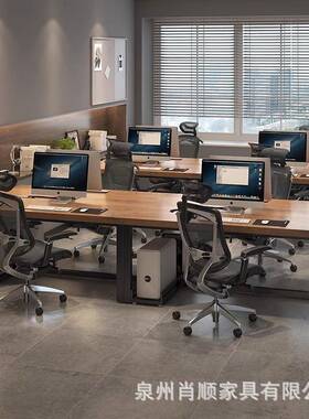 工业风员实木办公桌简桌约办室职公员桌工作台电脑DQG职多人位长