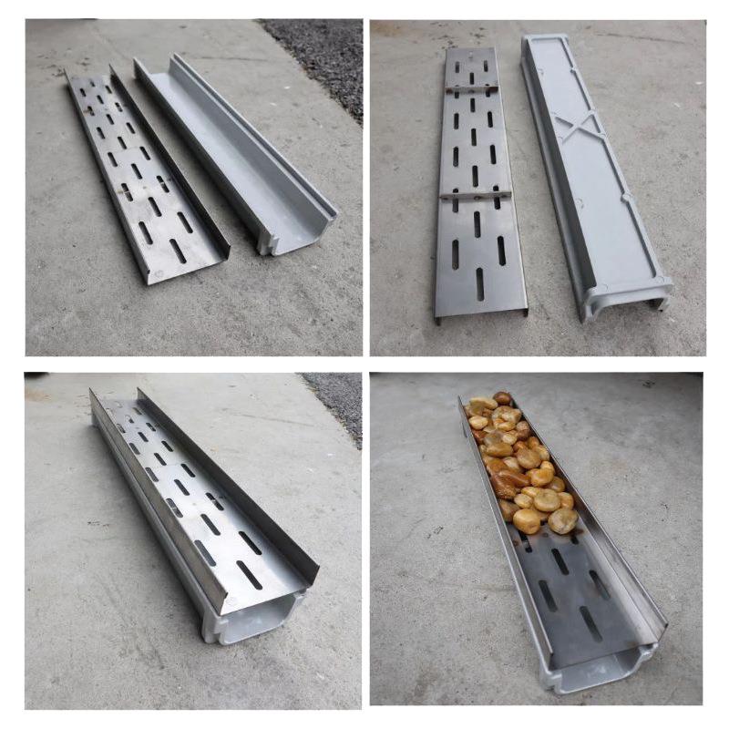 鹅卵石板304花园庭院不锈钢线树脂排水沟U型道槽盖下鹅卵石盖水性