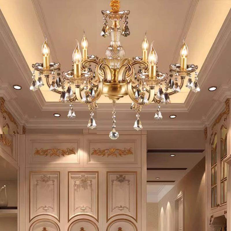 欧式全铜吊灯烛水晶吊871灯客厅蜡卧餐室厅古复铜色卧室灯具,家装灯饰光源,智能吊灯,淘宝优惠券,粉丝福利购,淘宝优惠卷