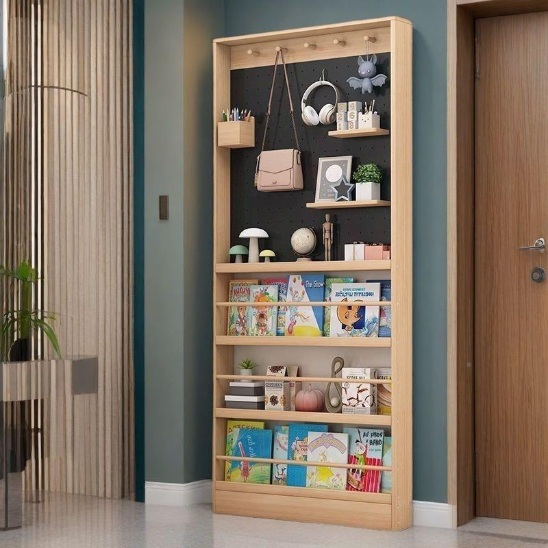 实书木门后置物架儿童洞洞绘房架极窄书架多层厂家直供地落本收纳