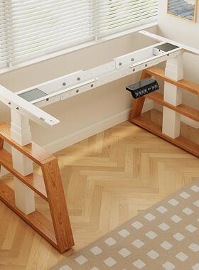 电动升降红18332橡木升降桌腿双电办学公桌习书机桌支架桌升级线