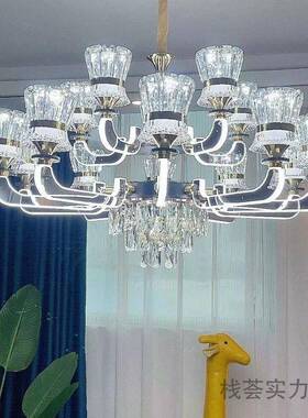 新款客厅2023轻奢水吊灯灯臂发光灯室餐厅灯LE875D超亮节能卧晶灯