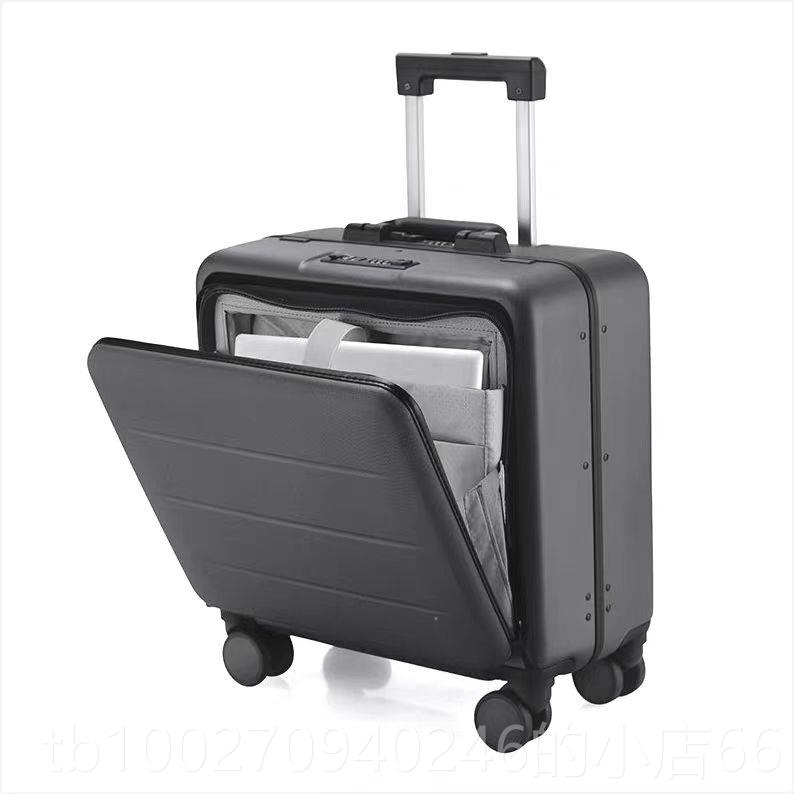 高档芮文商务18拉箱万向轮前置仓开 杆口行旅寸箱男铝框行李箱女