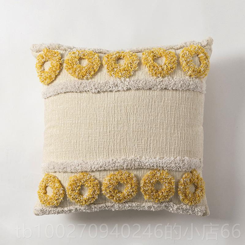 高档床长也夕 ins风绒绣抱枕样板靠枕头沙发靠垫腰间枕含家居芯摄