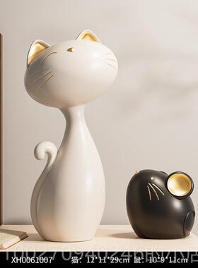 高档猫和老鼠件客厅玄关饰电视柜柜装创摆酒意办公室艺术可爱桌面
