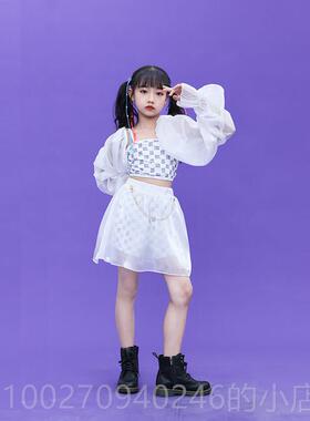 高档儿童爵士舞演服夏少儿模特t台走秀潮服 z女孩jaz功嘻哈街出舞