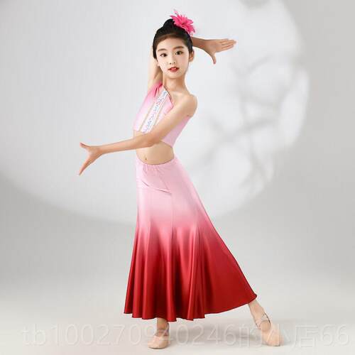 高档童傣族舞演蹈服孔雀舞女童舞台儿表服儿舞蹈培训民少族舞蹈演