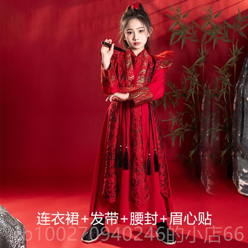 高档儿童汉代孩花木兰Cos服装代仙女风飞格女孩剑鱼服装骑士女古图片