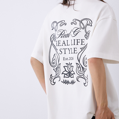 RealG2026春夏新款设计师满背印花短袖T恤舒适宽松男女通穿运动