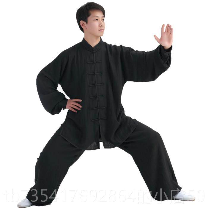 正品太极服女亚麻棉春秋款中夏老晨年练练功服男太极拳演武术表服