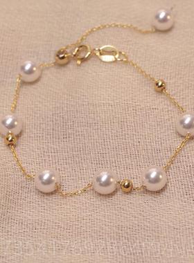 正品珍珠银珠手链女925纯可节手串银精小众轻奢闺蜜手镯手饰致804