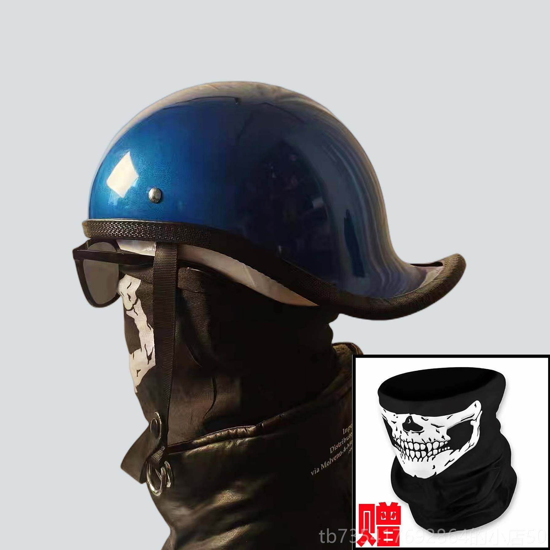 正品麦肯安瓢全官日式覆古机车半盔巡航夏季女装男饰玻璃纤维小斯