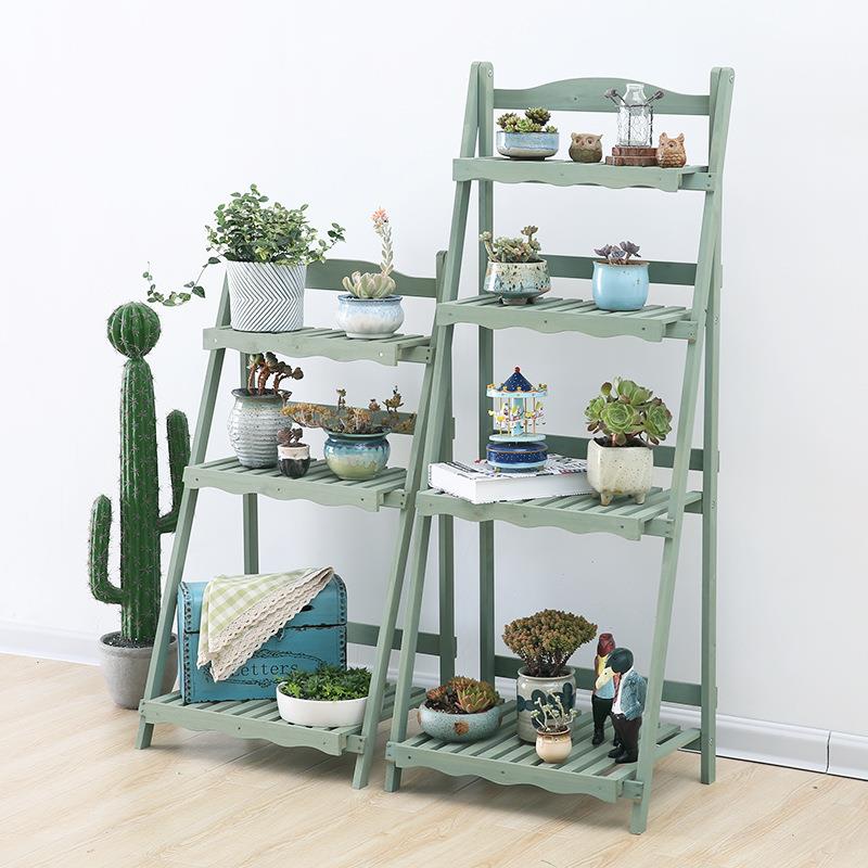 三层四层叠式实木花架折多肉物绿萝免安装ZM055ZM腐植仿古落地窗