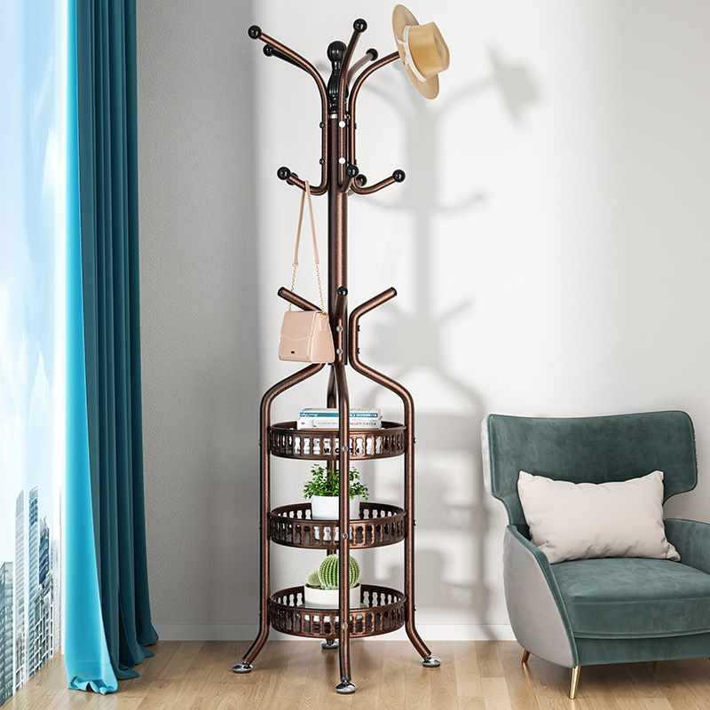铁艺衣帽架落地室挂衣纳架家用立衣服收架子多内功F968J7TS式能置
