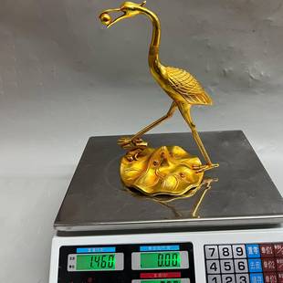 复古紫鎏金仿金仙鹤衔珠摆件铜20250811铜工艺品藏文创市集民间旧