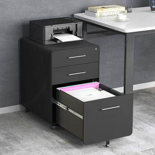 活动柜办公桌柜边YH001打印柜抽屉柜移动柜带锁矮钢制文件收机纳