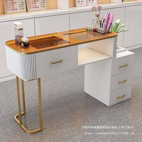 奶799美油风美甲桌白色日玻璃单人套轻奢全简约美甲式台收纳折叠