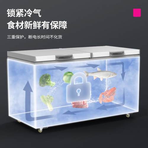 商柜用大容938量卧式冰柜冰箱家用冷铜藏柜鲜保冷冻全管商用卧式