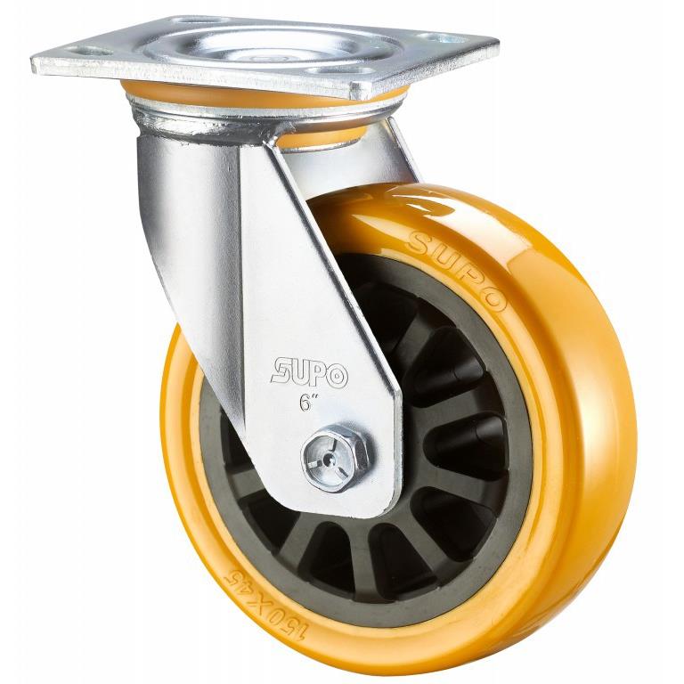 万SUPO向荣动8寸承重型带边刹车Z07-01C-PU向聚氨酯脚轮Z07-01C20