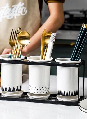 EQ4F轻奢筷子架F76HT57M筒子篓陶瓷沥水筷家用厨子房筷子筷勺收纳