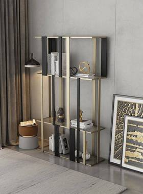 不锈钢展示架奢架书落地简约办公室创意客书柜厅铁艺FHP轻隔断置