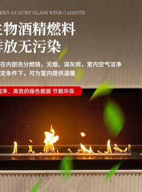 方形真酒炉精壁家用别墅餐厅取暖现代炉不锈火钢IAW装饰火炉智能