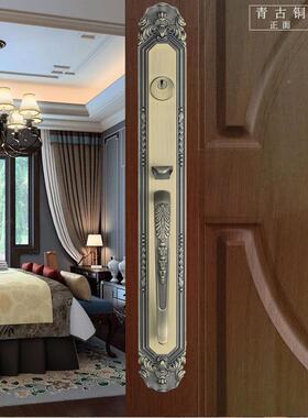 豪华大拉门锁开30327门对开门大手门机械门锁入门户实双木欧式别