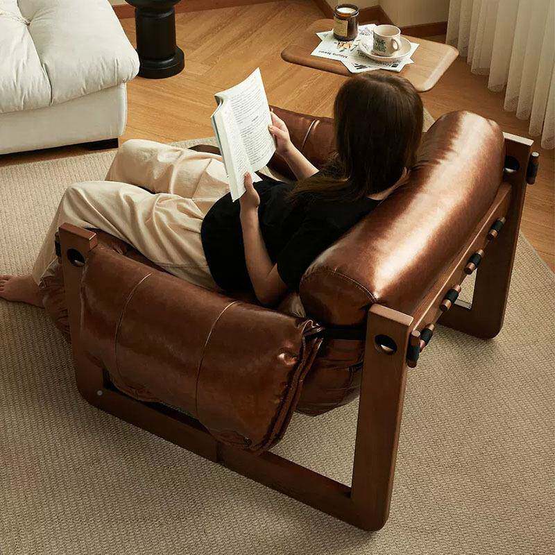 懒设计师单人沙发椅子中古风客极简休轻奢闲人躺椅厅WJY696复古泽