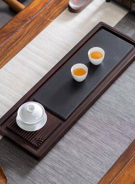 茶盘茶台具客家用茶海电木款茶托盘厅泡台乌金石干小号茶户外WhMn