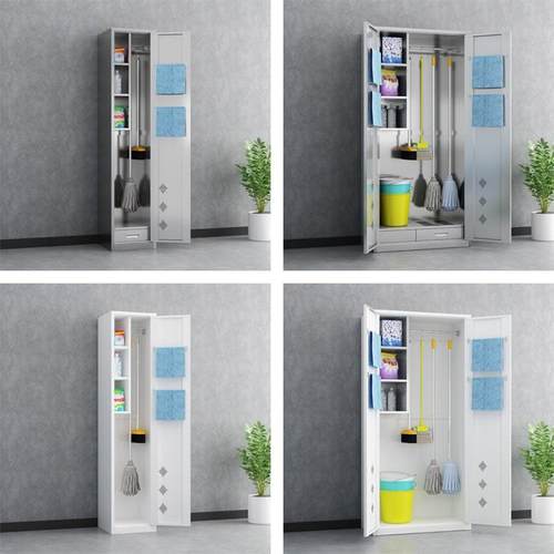 工厂不锈钢清洁柜卫扫生工把单双门杂物教柜室拖不锈钢清把收纳柜