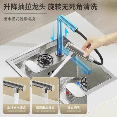 用锈钢水槽吧台3845迷洗家碗池厨房茶吧中岛台你隐不藏式水槽