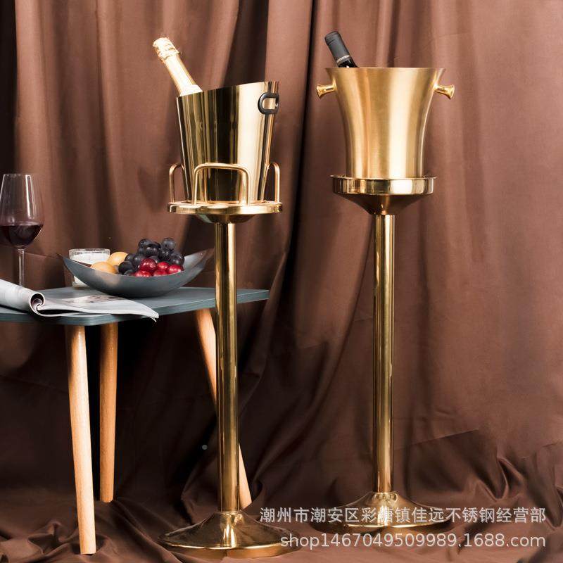不锈香槟钢金色锤点JY-BTJTZ冰桶架酒吧ktv展示桶饰品口斜小蛮腰