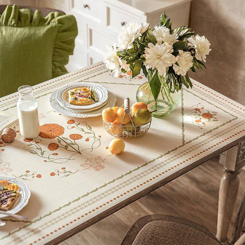 美式田园革桌垫F96M8S6H防水防油洗烫防PV免C餐桌布皮氛围感茶几