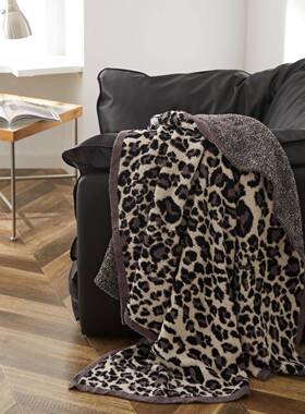 半边绒绵软豹毯毛线毯SGJ子盖毯软装搭绵配纹线毯子浦斯