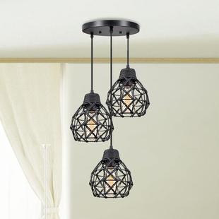 复古工loft3头笼子绳吊灯麻美式 创意吊灯 客业厅卧BJ00015铁室个性