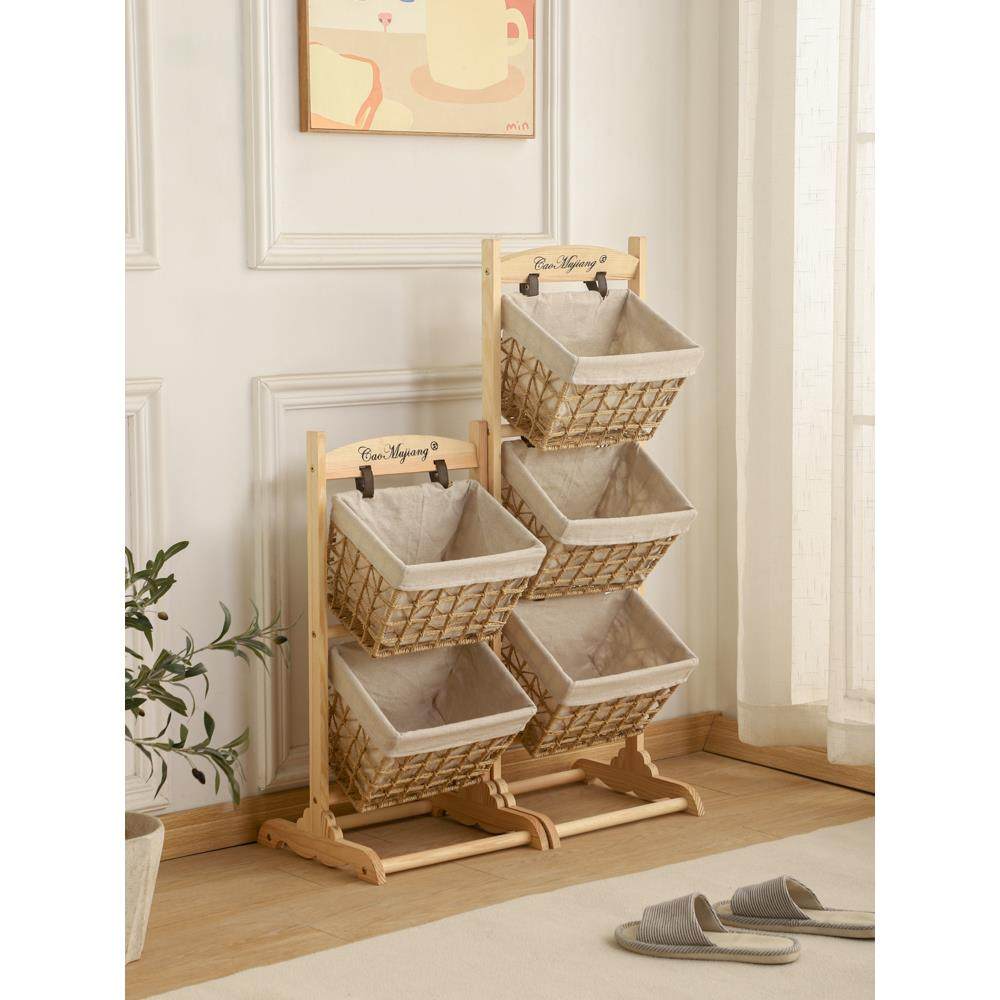 F76S5J6JA9L落地置物架卧室客厅具收架杂物衣服厨纳房多层纳收篮