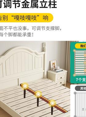 实木床床1.式5米现代简约公双人主BDR床白色1.35床美架家用卧室主