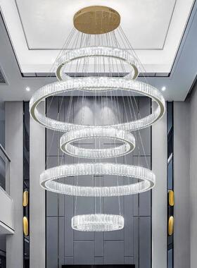式复楼别客厅大吊灯OFT公寓中楼墅挑空客厅灯902轻奢水晶楼L梯吊