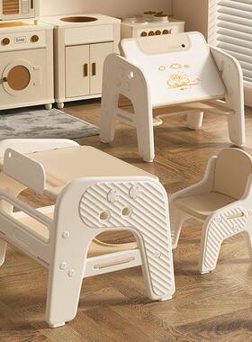 儿童桌手椅套装幼儿园工塑简画BAQ约桌吃饭画桌料子可升降宝宝写