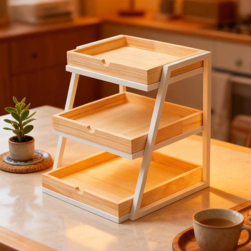 层松展咨询客服架桌台面水果料饮三木蛋糕陈列架置物架收纳架面包,收纳整理,书桌收纳置物架,淘宝优惠券,粉丝福利购,淘宝优惠卷